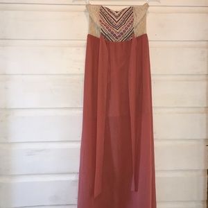 Size small S papaya maxi dress strapless cream